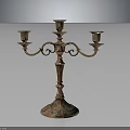 Decorative Vintage Brass Candelabra With Three Curved Arms And Ornate Base