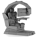 Ergonomic Gaming Chair with Integrated Monitor Blue LED Lights and Yellow Stitching
