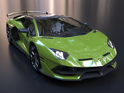 Green Sports Car Featuring Sleek Exterior Black Roof And Sharp Front Fascia 3d model