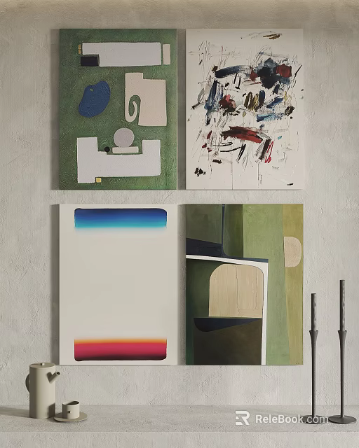 Abstract Paintings in Various Styles for Modern Wall Art Decor 3d model