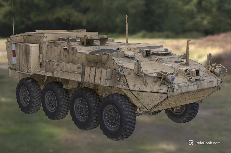 Military Armored Functional Vehicle With Multi Wheel And Protective Armor For Outdoor Terrain 3d model 