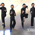 Man In Black Outfit Performing Martial Arts Poses On Shiny Floor