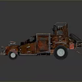 Rusty Modified Car With Spiked Front Bumper And Top Cab Structure 3d model