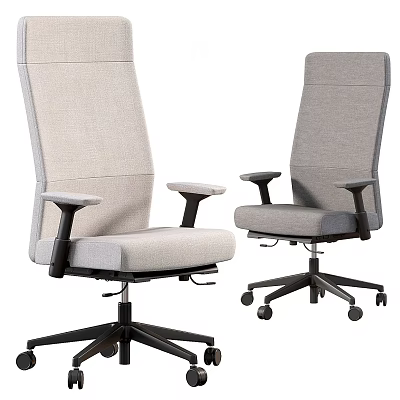 Modern Office Chair Light Gray Fabric High Back Design Comfortable Adjustable Swivel Base With Wheels 3d model