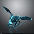 Blue Scaled Fantasy Dragon Character as Luminous Winged Creature with 3D Model Details