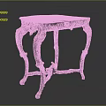 Vintage Wooden Table With Decorative Patterned Top And Ornate Carved Legs