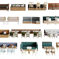 Diverse Public Chairs Design Options With Wooden Frames Upholstered Seats And Tables