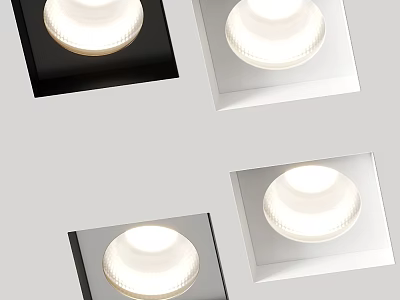 Modern Recessed Ceiling Lights With Square Frames And Round Light Body In Black White Silver 3d model