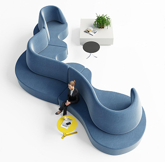 Modern Special-Shaped Sofa Leisure Special-Shaped Curved Sofa Card Seat Lounge Sofa Backrest Figure Coffee Table Art Sofa Round Curved Card Seat Lobby Leisure Sofa 3d model