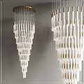 Modern Layered Cone Shaped Chandelier With White Glass And Gold Accents For Interior Decor