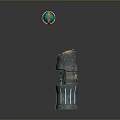 Gray Tower Like Equipment With Gold Top Decorations Small Blue Windows And Floating Blue Sphere