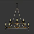 Classic Multi Tiered Chandelier With Metal Frame And Candle Lights For Decorative Furniture