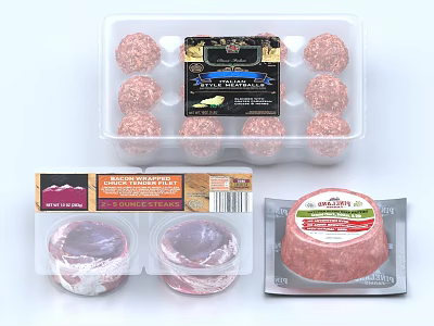 Gourmet Chocolate Truffles With Rich Filling And Fresh Beef Patties In Packaged Containers 3d model