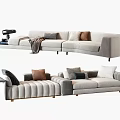 Modern Light Gray Fabric Sectional Sofa With Multiple Throw Pillows And Wooden Legs