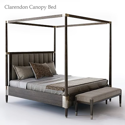 Modern Other Bed with Column Bernhardt Clarendon Banquet Bench 3d model