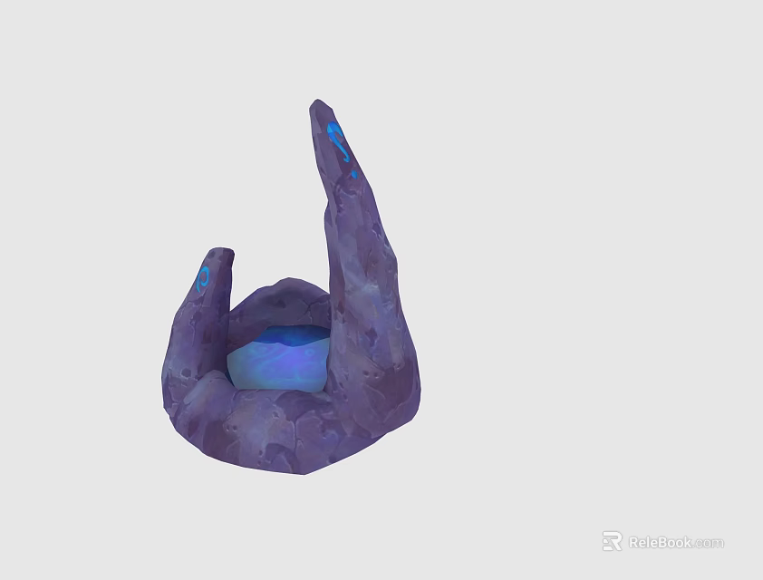 Purple Hand Shaped Rock Formation With Glowing Blue Orb Inside And Sparkling Crystal Details 3d model 