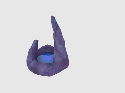 Purple Hand Shaped Rock Formation With Glowing Blue Orb Inside And Sparkling Crystal Details 3d model