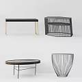 Modern Coffee Table Designs Featuring Metal Frames Wooden Tops And Linear Patterns 3d model