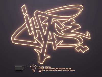 Graffiti Inspired Neon Lamp Set For Indoor Decor With Customizable Shape 3d model