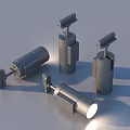 Modern Metallic Light Fixture Set With Sleek Design And Illuminated Spotlight