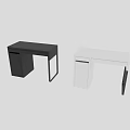 Modern Black Desk With Two Drawers And Minimalist Metal Legs Design
