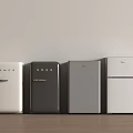 Sleek Retro And Modern Style Refrigerators In White Black Silver Colors For Home Kitchen