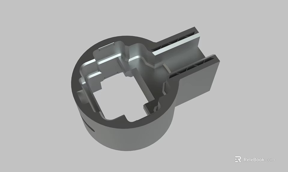 Industrial Mechanical Component Featuring Circular Structure Square Opening And Connecting Section 3d model 
