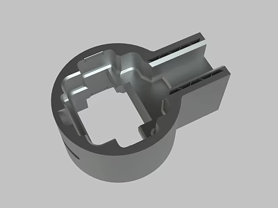 Industrial Mechanical Component Featuring Circular Structure Square Opening And Connecting Section 3d model