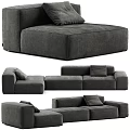 Gray Modular Sofa Set With Versatile Sectional Design And Comfortable Cushions 3d model