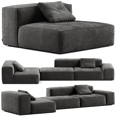 Gray Modular Sofa Set With Versatile Sectional Design And Comfortable Cushions 3d model