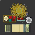 Modern Minimalist Decorative Ornament Set With Glass Vase White Flowers Eyeglasses Books And Tray