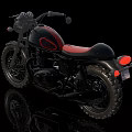 Black Classic Motorcycle With Red Seat Number 87 And Stylish Body Design