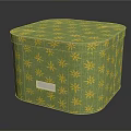 Green Decorative Ornament Set With Yellow Star Pattern And Silver Label Storage Box