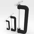 Black and Silver C Clamps with Screws Handles in Assorted Sizes for Hardware Tools 3d model