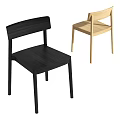 Black And Light Wooden Solid Wood Dining Chairs With Modern Simple Design