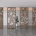 Decorative Wooden Room Dividers With Floral And Leaf Carved Patterns For Interior Decor