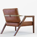 Stylish Accent Chair With Brown Leather Upholstery And Wooden Armrests Design