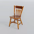 Classic Wooden Leisure Chair With Spindle Backrest And Simple Brown Solid Wood Design
