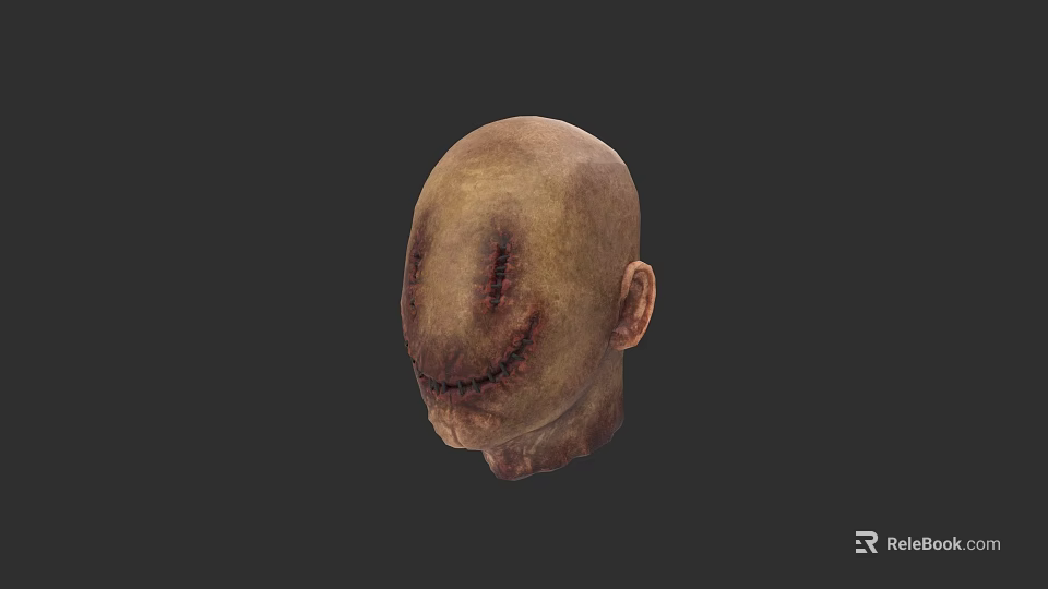 Game and Movie Character Bald Head With Stitched Scars And Horror Features 3d model 