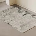 Square Rug With Gray White Wave And Leaf Pattern For Living Room Floor 3d model