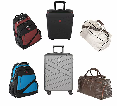 Various Luggage Collection Including Backpacks Suitcases And Duffel Bags In Black Blue Silver Beige Brown 3d model