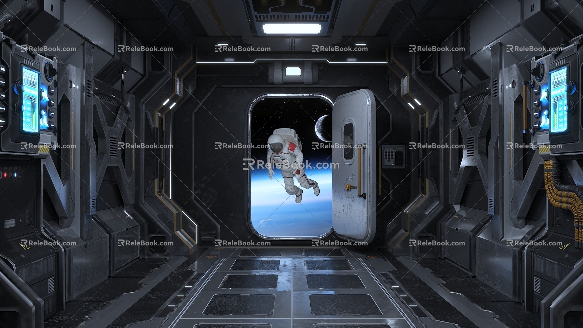 Space capsule astronaut space 3d model