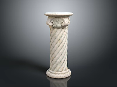 Intricate Spiral Pattern Stone Carved Column Sculpture With Decorative Top 3d model