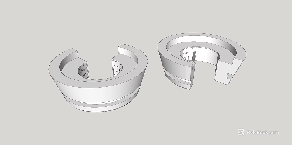 Modern Circular White Reception Desk 3D Model With Sleek Design And Smooth Surface 3d model