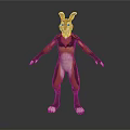 Cartoon Style 3D Animal Character Model With Large Ears Brown White Fur Standing Pose