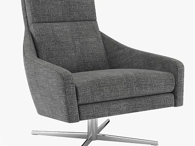 Gray Upholstered Accent Chair With Armrests And Cross Shaped Metal Base 3d model
