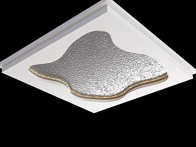 Modern Silver Textured Chandelier With Gold Trim And Contemporary Design Elements 3d model