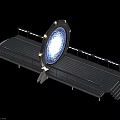 Futuristic Sci-Fi Platform Scene With Glowing Circular Gateway Metal Railings And Stairs