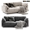 Modern Soft Velvet Double Seater Sofa With Decorative Pillows And Cozy Striped Throw Blanket