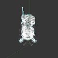 Mechanical Weapon With Metal Cannon Antenna And Stand On Dark Background